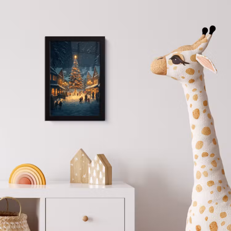 Poster met lijst - Kerstfeest - Dorp - Donker — 5