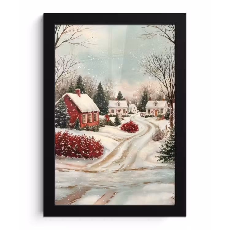 Poster met lijst - Kerstsfeer - Landelijk - Rood — 1
