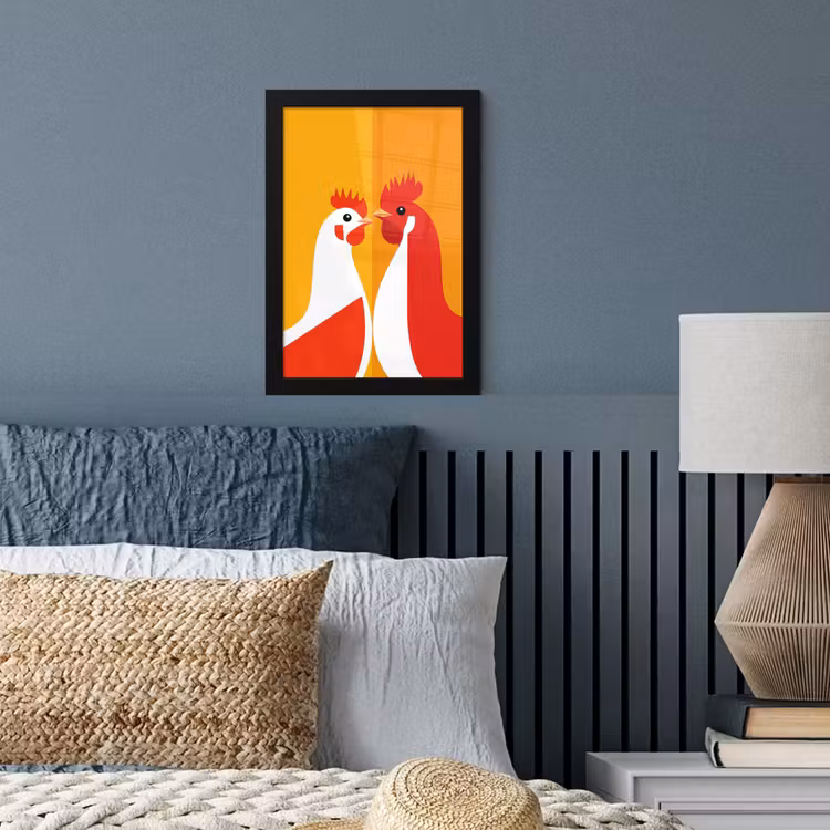 Poster met lijst - Kippen - Oranje - Vlakken — 4