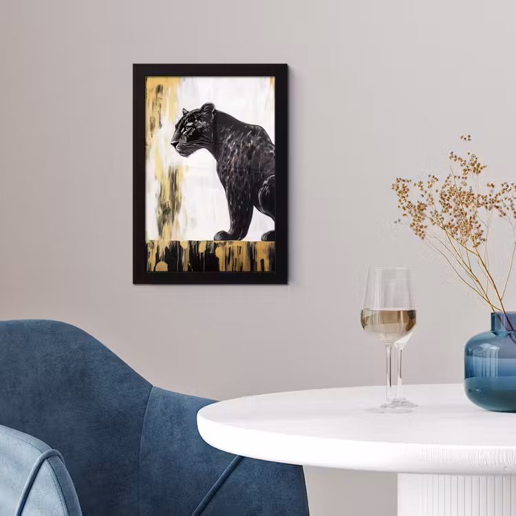 Poster met lijst - Panter - Zwart - Abstract - Goud — 2