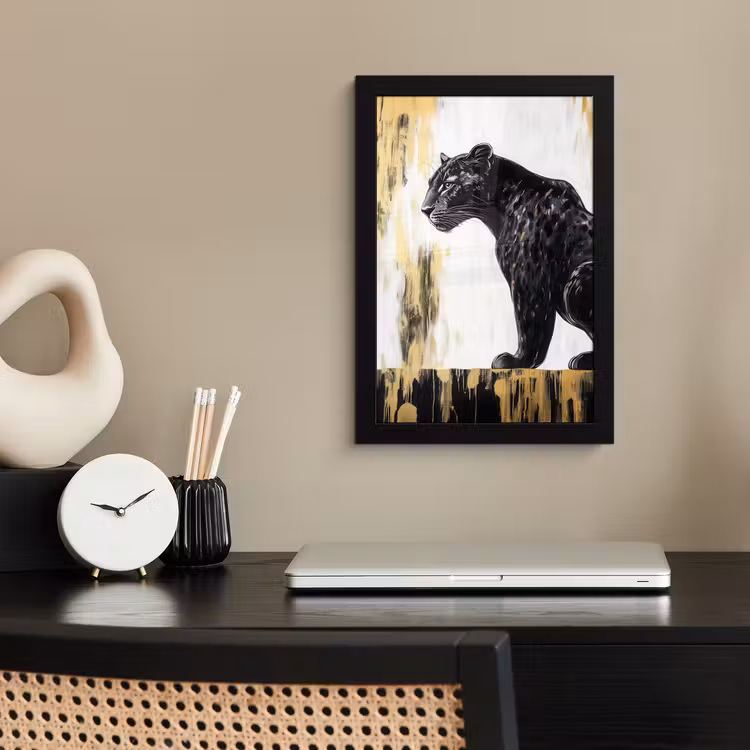 Poster met lijst - Panter - Zwart - Abstract - Goud — 3