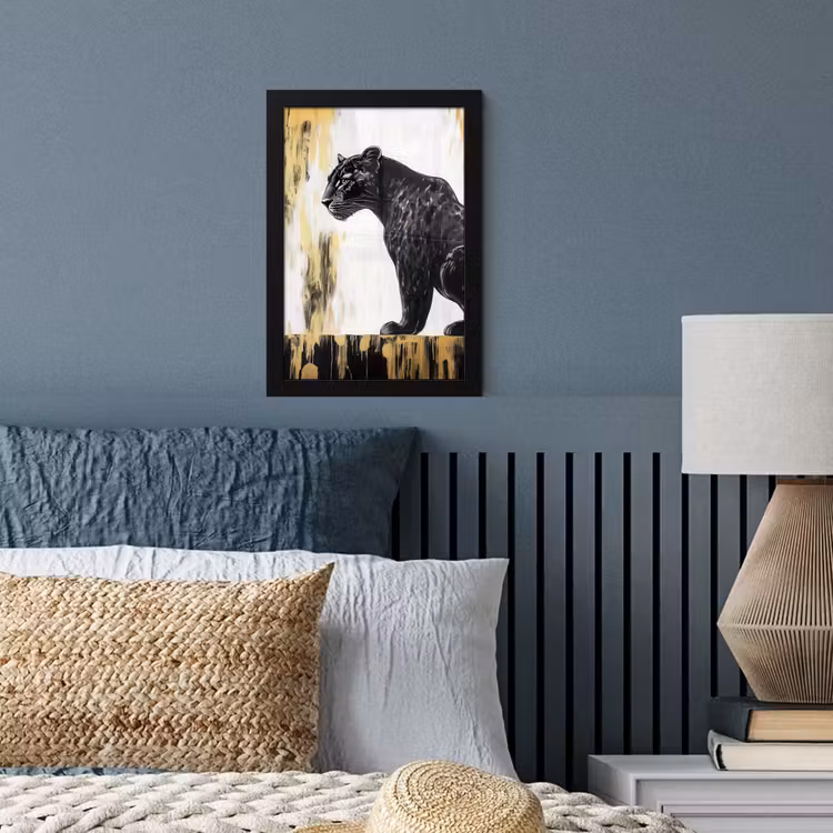 Poster met lijst - Panter - Zwart - Abstract - Goud — 4