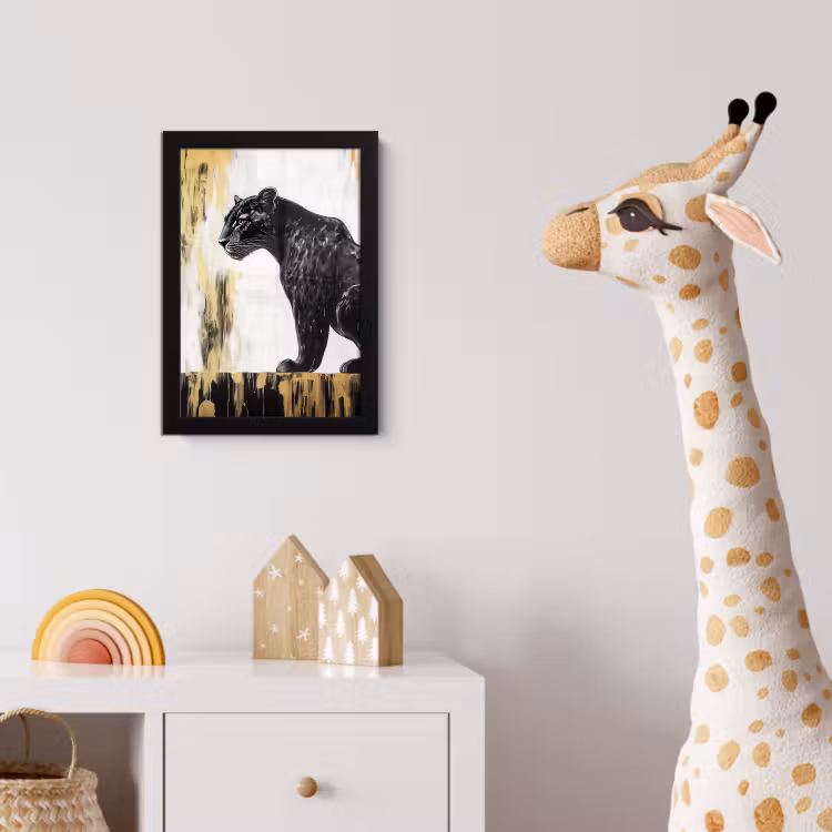 Poster met lijst - Panter - Zwart - Abstract - Goud — 5