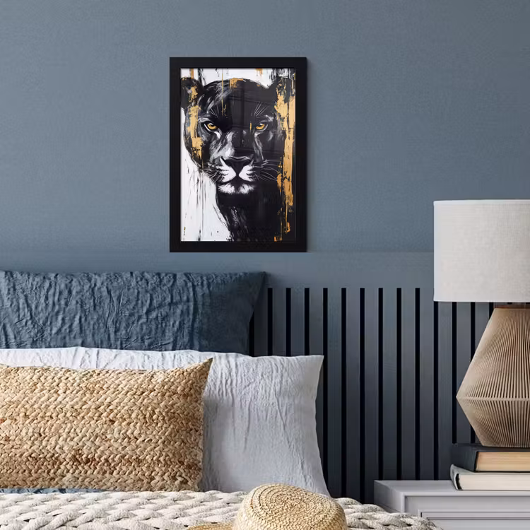 Poster met lijst - Panter - Zwart - Abstract - Verfstreken — 4