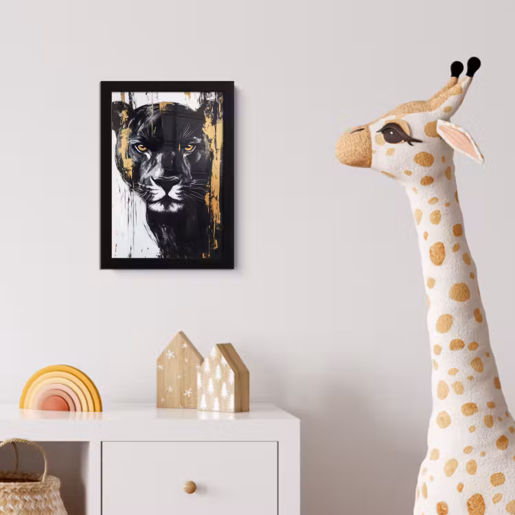 Poster met lijst - Panter - Zwart - Abstract - Verfstreken — 5