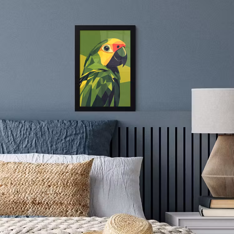 Poster met lijst - Papegaai - Groen - Snavel - Abstract — 4