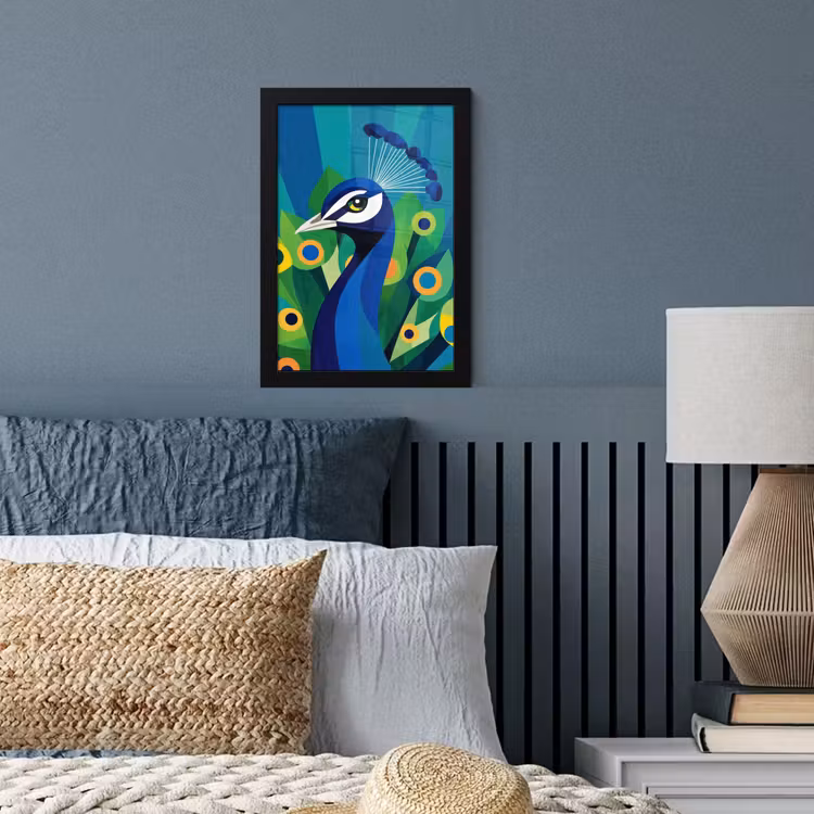 Poster met lijst - Pauw - Cirkels - Blauw — 4