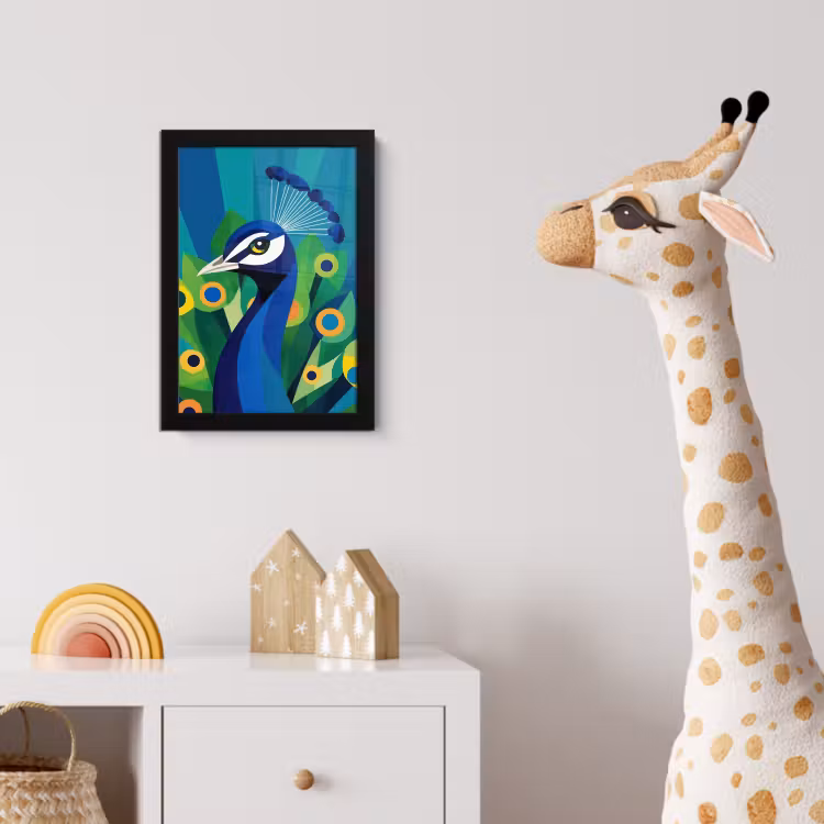 Poster met lijst - Pauw - Cirkels - Blauw — 5
