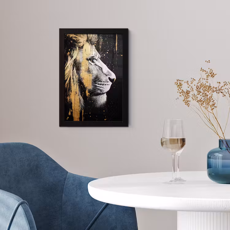 Poster met lijst - Portret - Leeuw - Abstract - Goud — 2