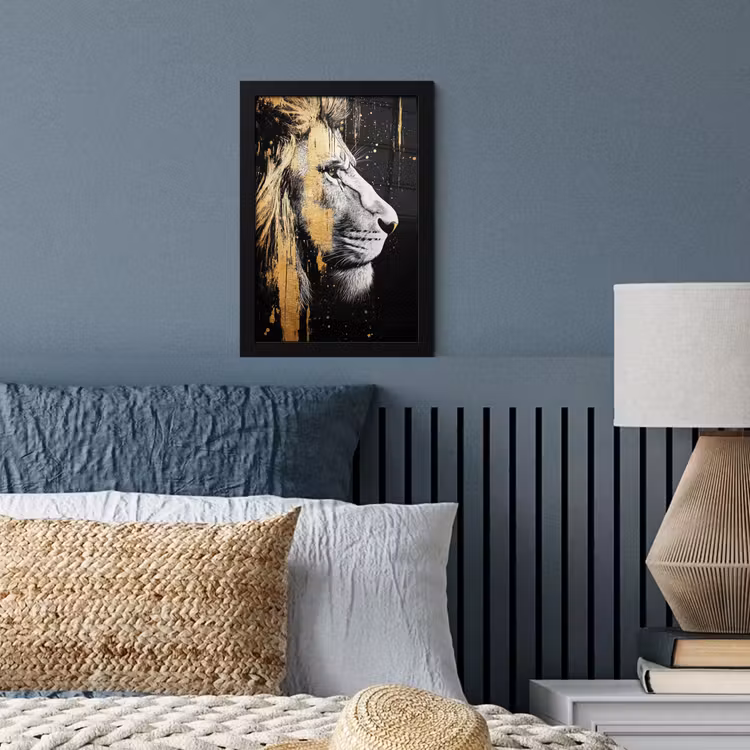 Poster met lijst - Portret - Leeuw - Abstract - Goud — 4