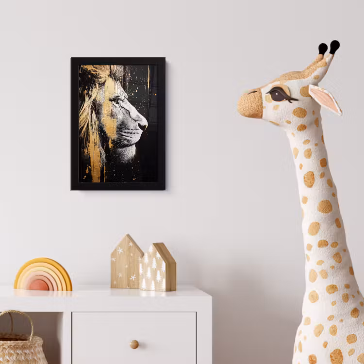 Poster met lijst - Portret - Leeuw - Abstract - Goud — 5