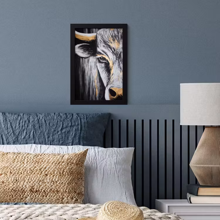 Poster met lijst - Stier - Hoorns - Snuit - Goud — 4