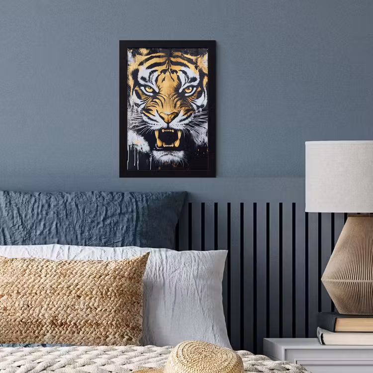 Poster met lijst - Tijger - Verfspatten - Goud — 4