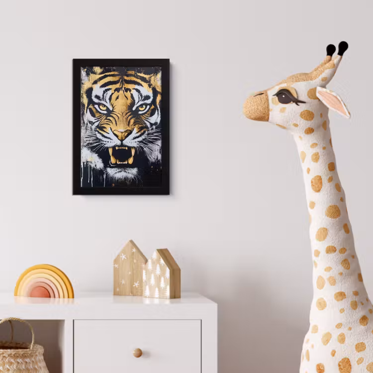 Poster met lijst - Tijger - Verfspatten - Goud — 5