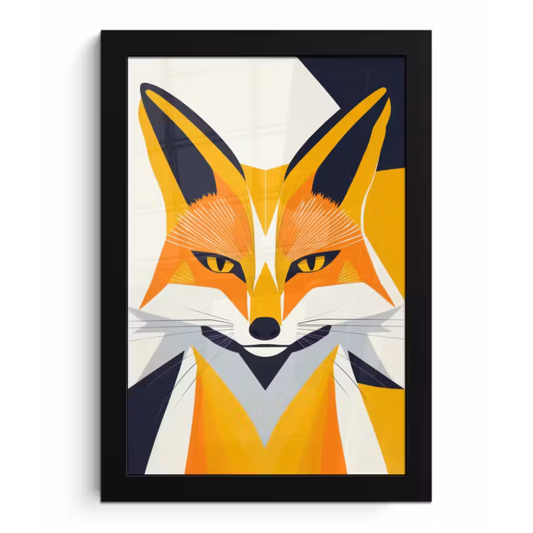 Poster met lijst - Vos - Oranje - Abstract - Driehoeken — 1