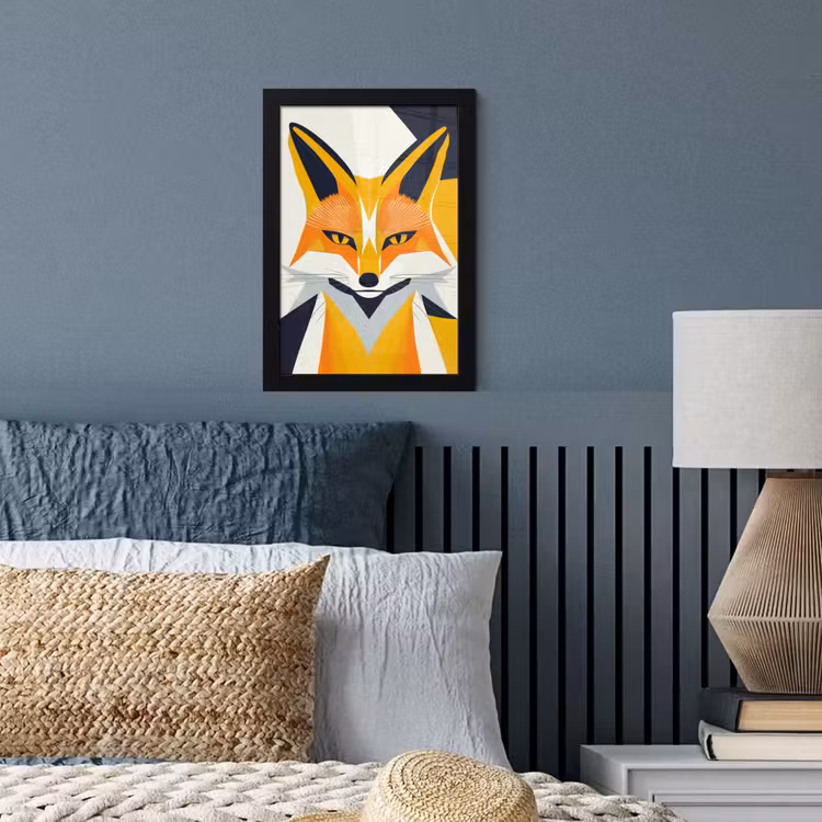 Poster met lijst - Vos - Oranje - Abstract - Driehoeken — 4