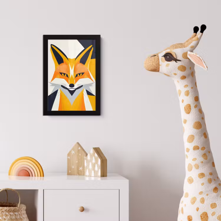 Poster met lijst - Vos - Oranje - Abstract - Driehoeken — 5