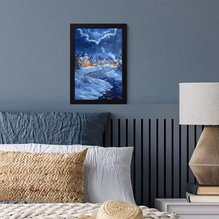 Poster met lijst - Winteravond - Kerstdorp - Donker — 4