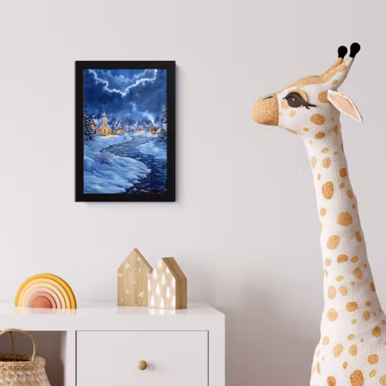 Poster met lijst - Winteravond - Kerstdorp - Donker — 5