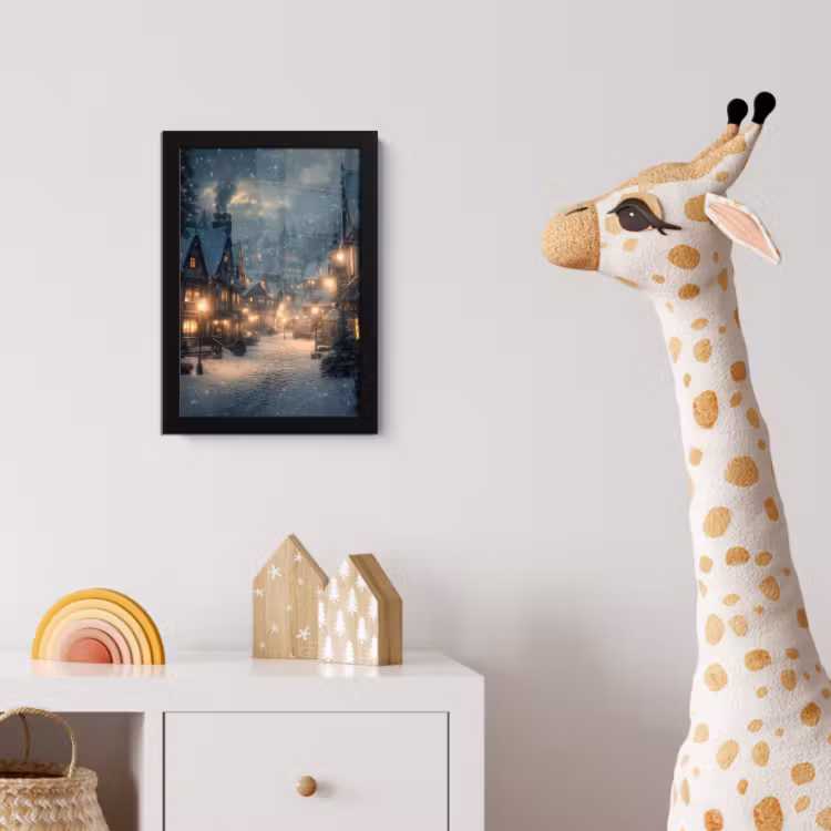 Poster met lijst - Winterdorp - Sneeuw - Donker — 5
