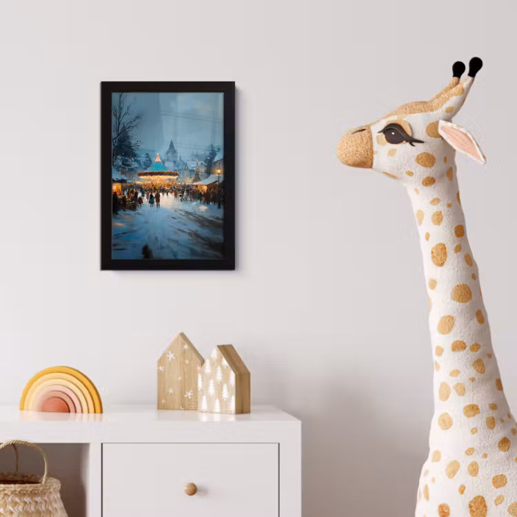 Poster met lijst - Winterkermis - Dorp - Kleurrijk — 5