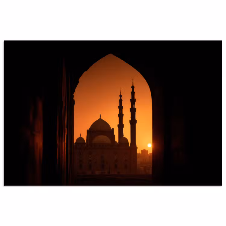 Poster - Moskee - Oranje lucht - Islamitisch — 1