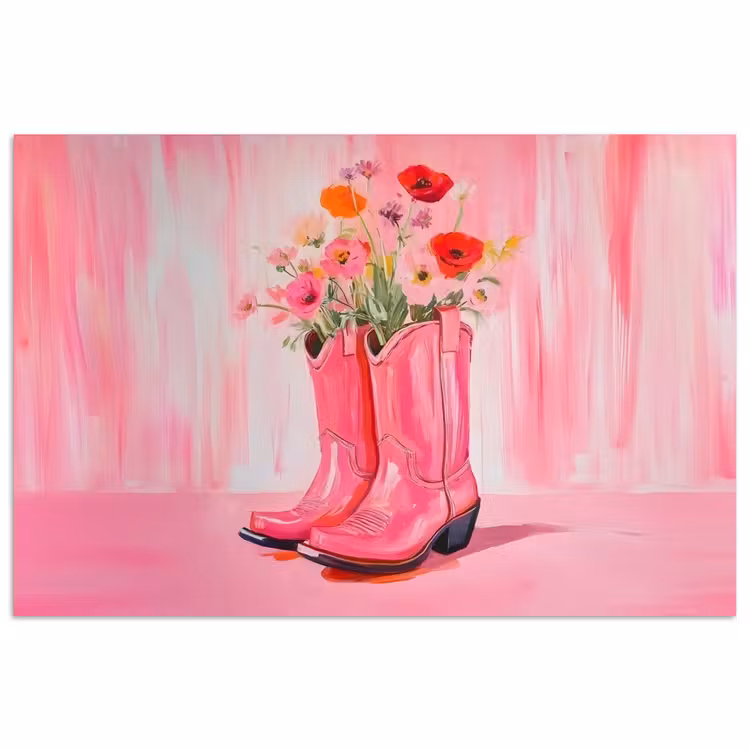 Poster - Roze - Bloemen - Cowboy — 1