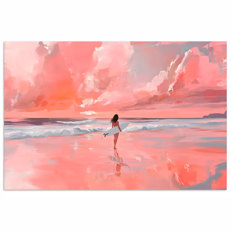 Poster - Roze - Surfen - Zee — 1
