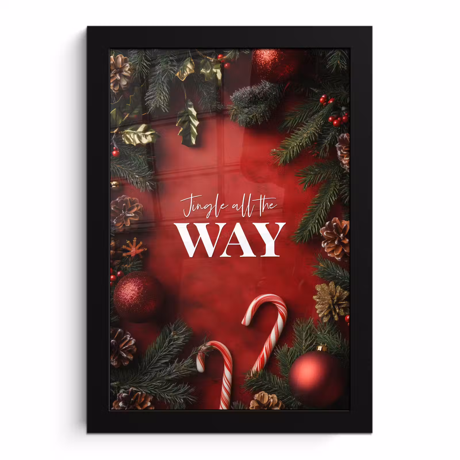 Poster met lijst - Kerst - Quote - Rood - Kerstballen — 1