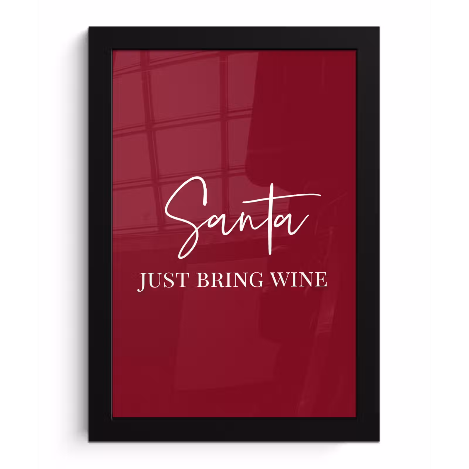 Poster met lijst - Santa - Wine - Rood - Kerst - Kerstman — 1