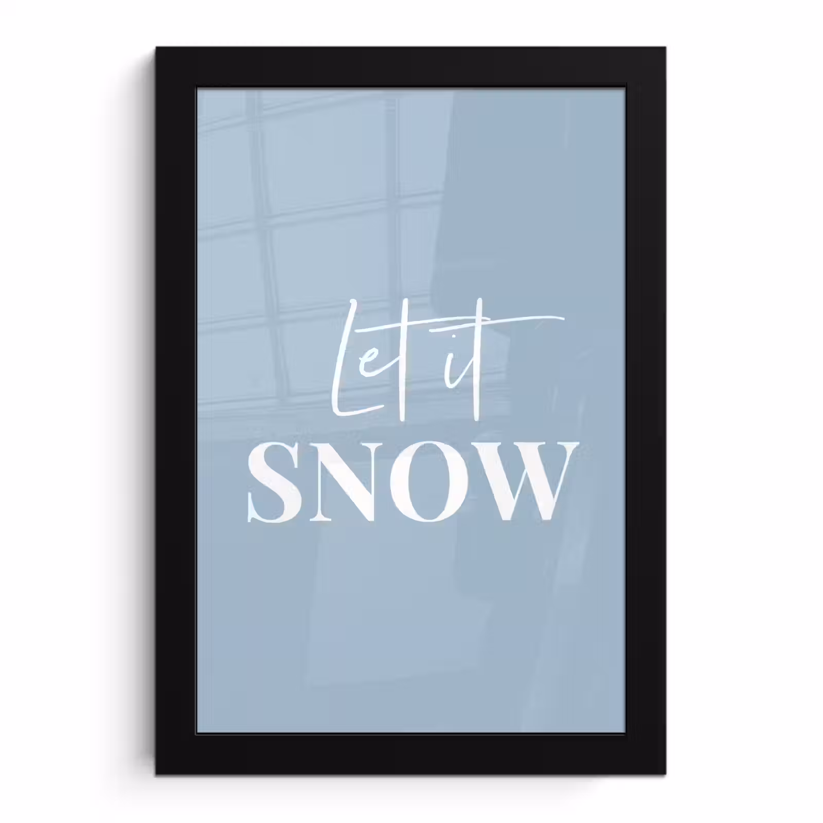 Poster met lijst - Sneeuw - Winter - Blauw - Let it snow — 1