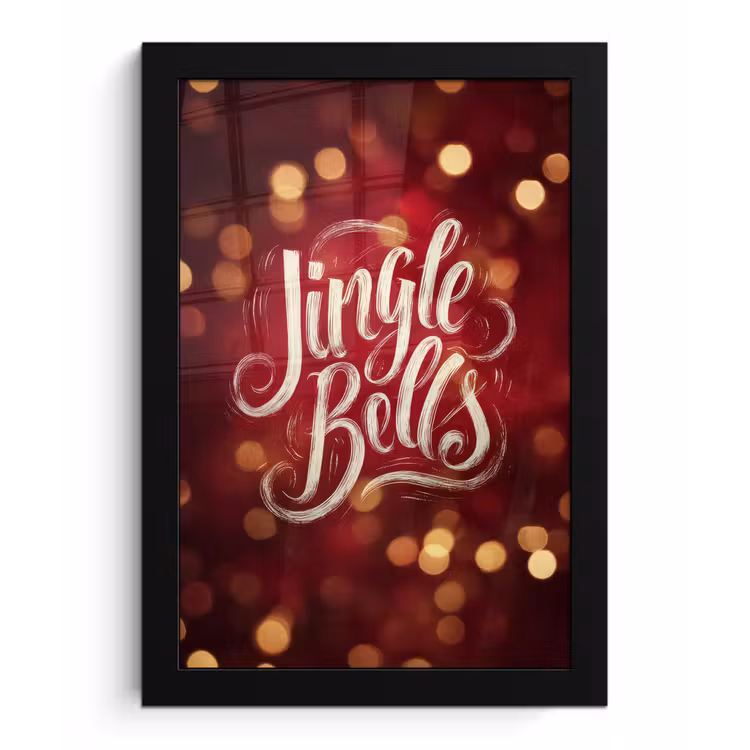 Poster met lijst - Jingle - Bells - Kerst - Rood — 1