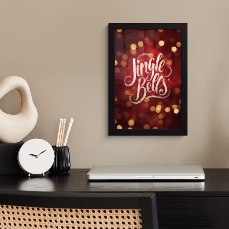 Poster met lijst - Jingle - Bells - Kerst - Rood — 3