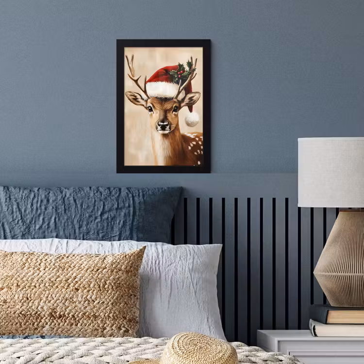 Poster met lijst - Kerst - Hert - Gewei - Rood — 4