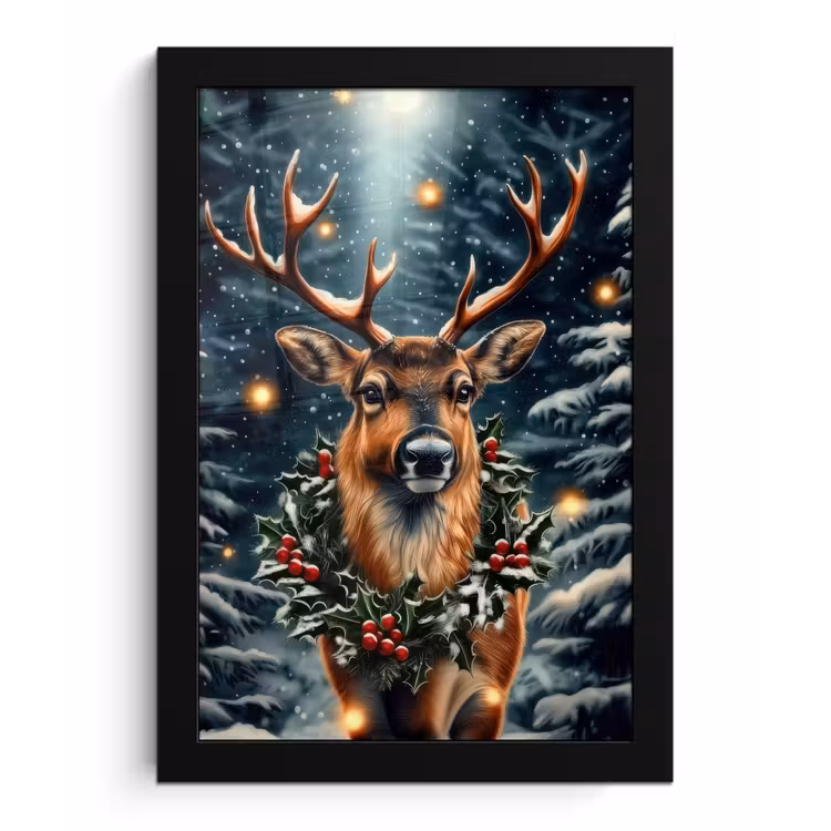 Poster met lijst - Kerst - Magie - Bos - Kleurrijk — 1