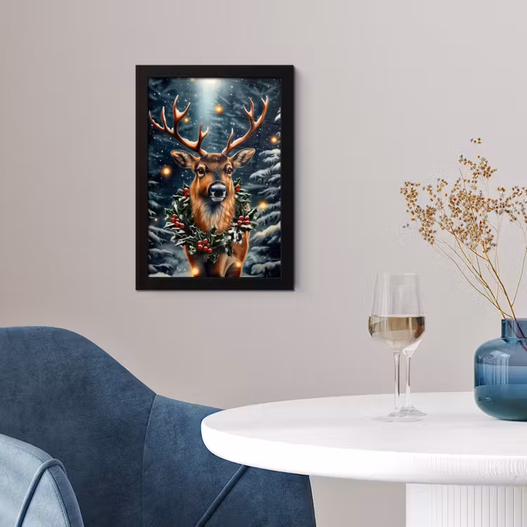 Poster met lijst - Kerst - Magie - Bos - Kleurrijk — 2