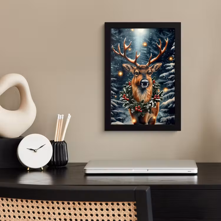 Poster met lijst - Kerst - Magie - Bos - Kleurrijk — 3