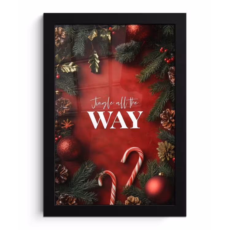 Poster met lijst - Kerst - Quote - Rood - Kerstballen — 1