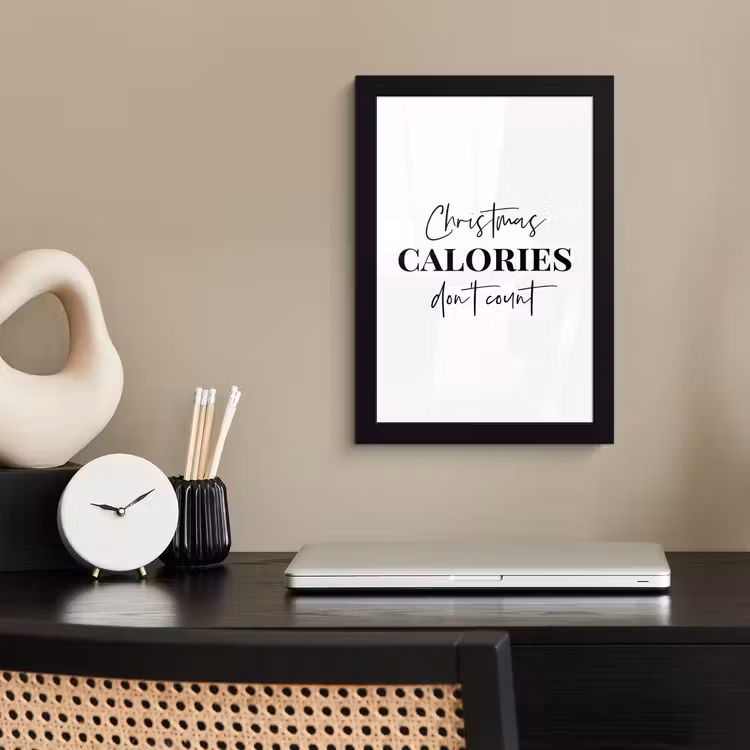 Poster met lijst - Kerst quote - Winter - Christmas calories - Wit — 3