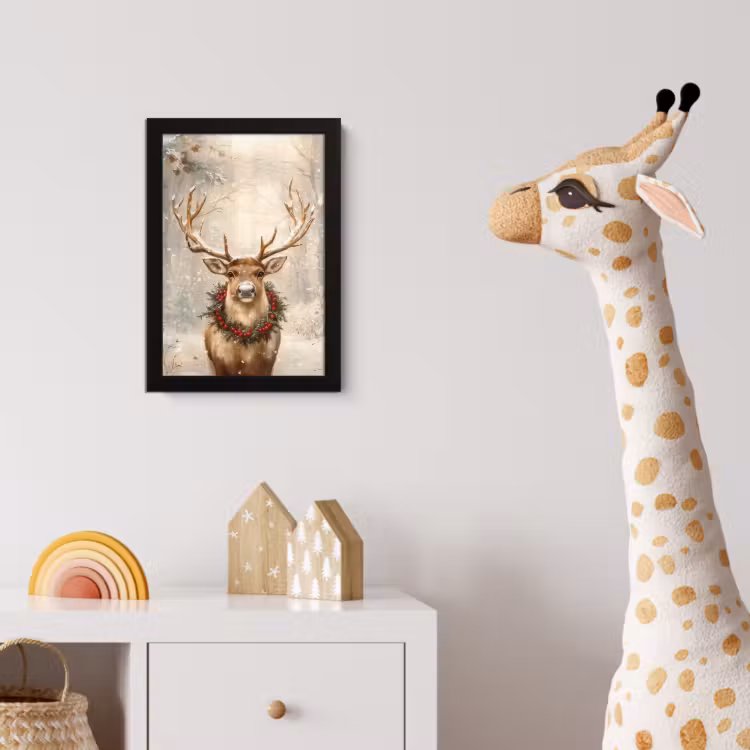 Poster met lijst - Kerst - Rendier - Winter - Krans — 5