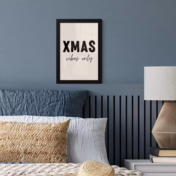 Poster met lijst - Kerst - Spreuk - xmas vibes only - Beige — 4