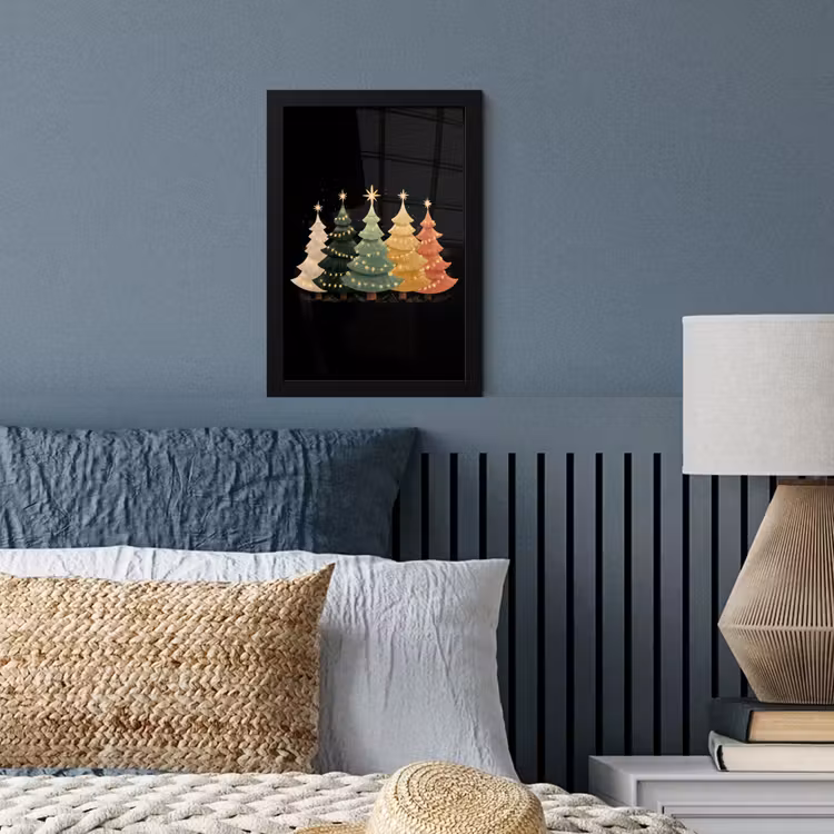 Poster met lijst - Kerstbomen - Kleurrijk - Lichtjes - Ster — 4