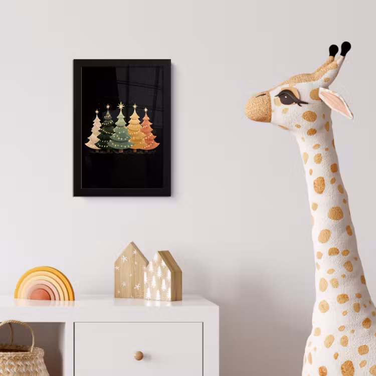 Poster met lijst - Kerstbomen - Kleurrijk - Lichtjes - Ster — 5