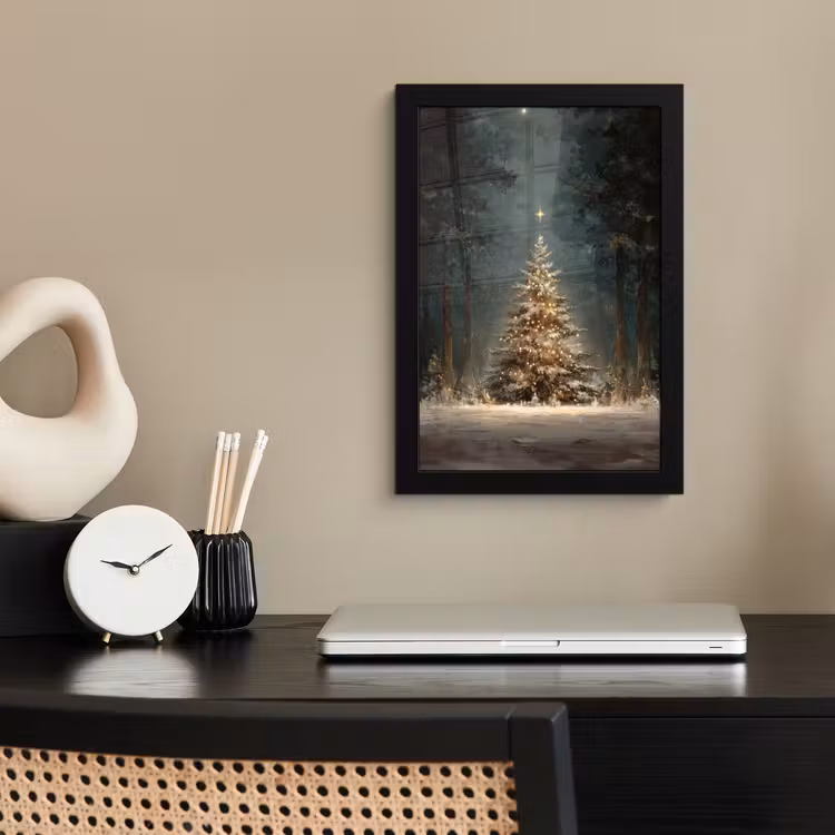 Poster met lijst - Kerstboom - Bos - Sneeuw - meerkleurig — 3