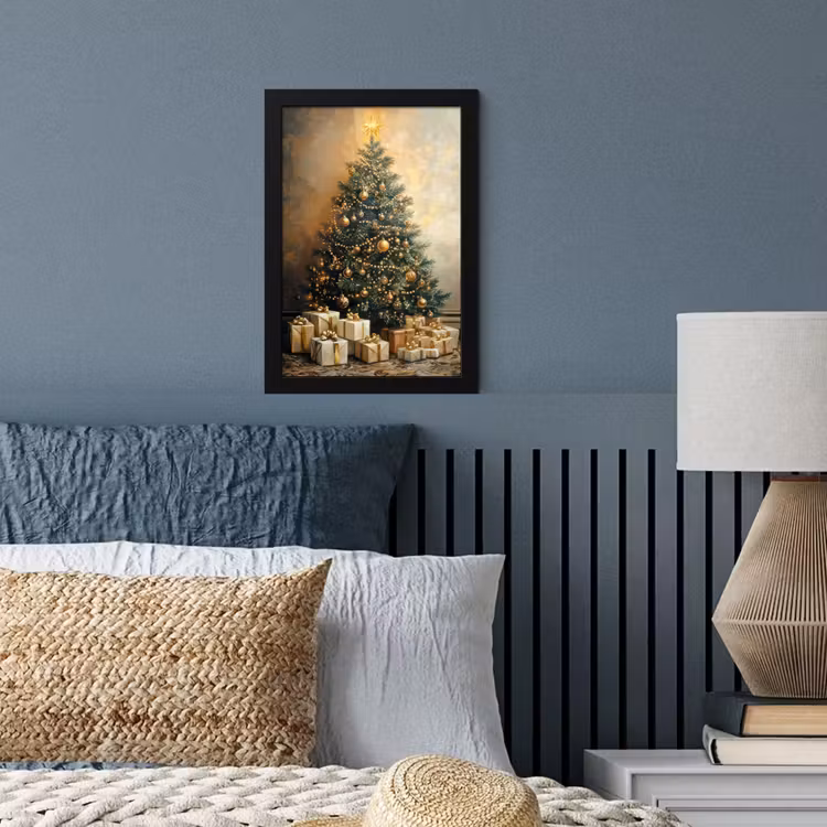 Poster met lijst - Kerstboom - Cadeaus - Goud — 4
