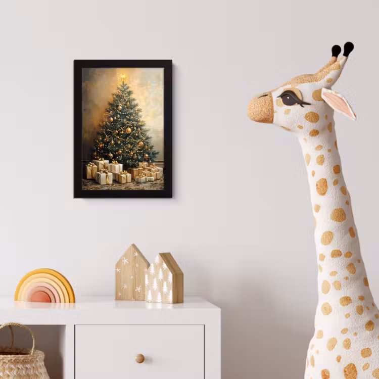 Poster met lijst - Kerstboom - Cadeaus - Goud — 5
