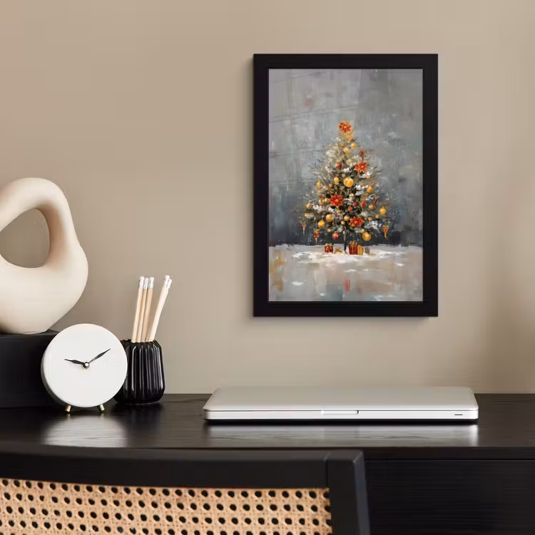 Poster met lijst - Kerstboom - Cadeaus - Rood - Goud — 3