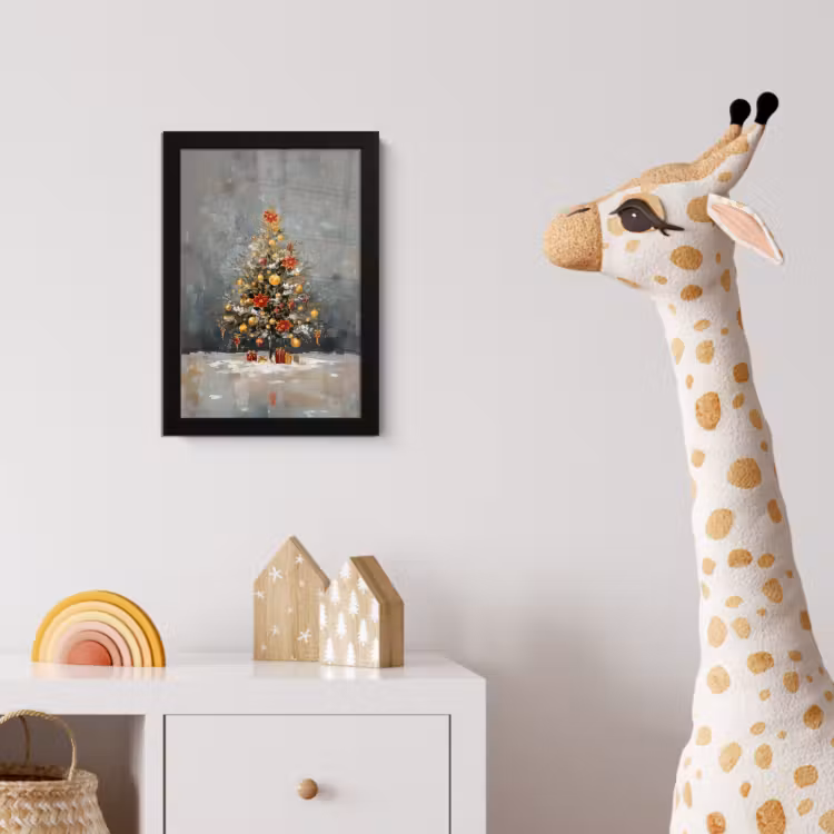 Poster met lijst - Kerstboom - Cadeaus - Rood - Goud — 5