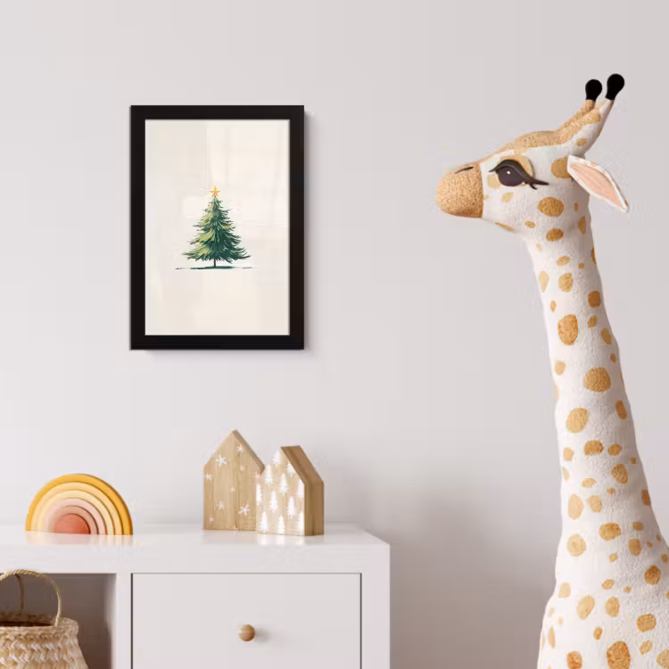 Poster met lijst - Kerstboom - Illustratie - Ster - Sneeuw — 5