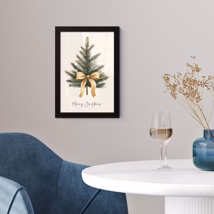 Poster met lijst - Kerstboom - Kerst - Merry Christmas - Beige — 2